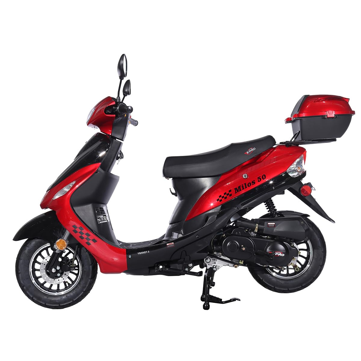 X-PRO Milos 50 Moped with 10" Aluminum Wheels, Electric/Kick Start! (Red)