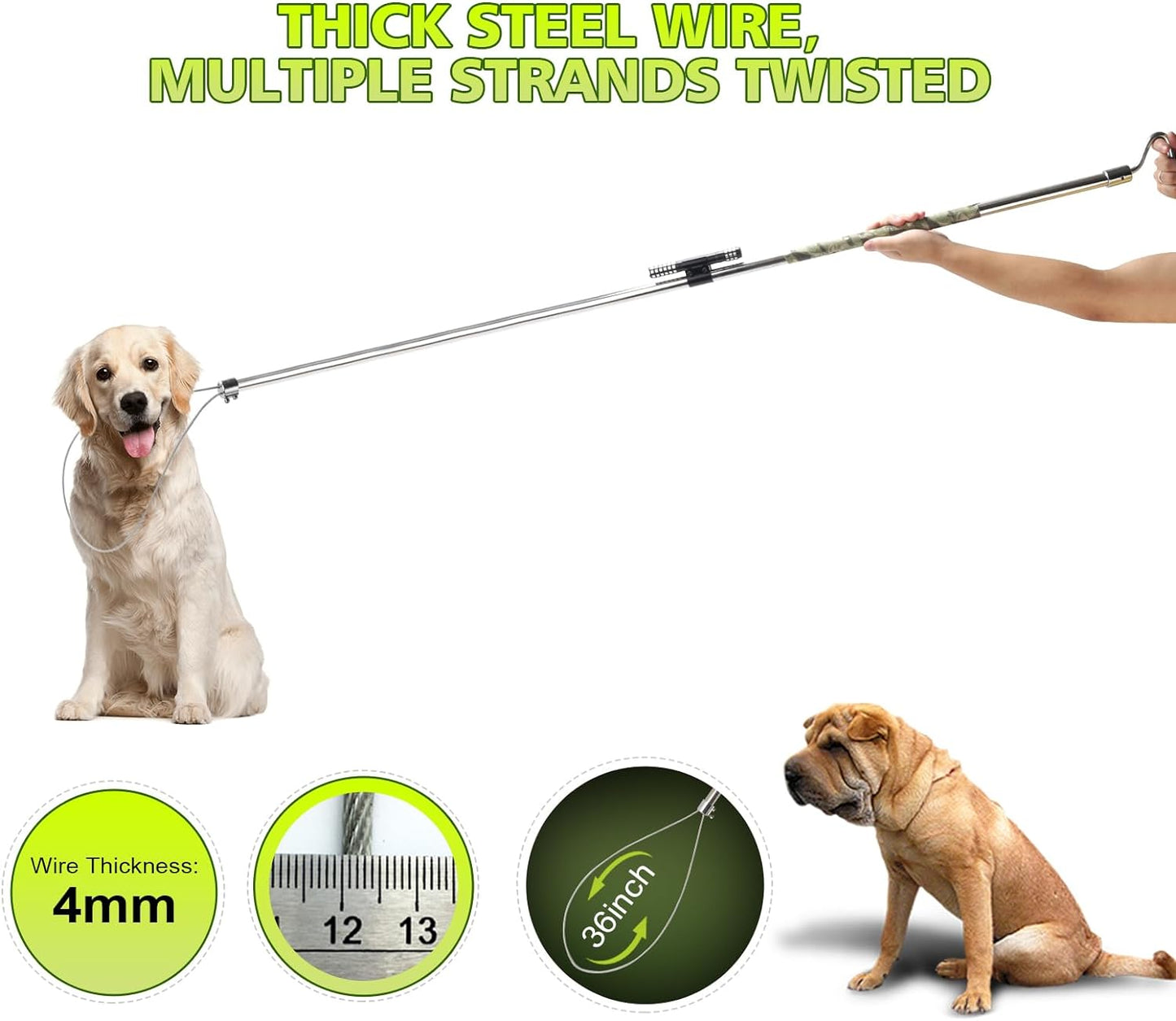 Dog Catcher Pole, Animal Catch Pole, Animal Control Tool Trap Kit for Dogs, Pig, Fox, Hog and Other Wildlife 45 inchs