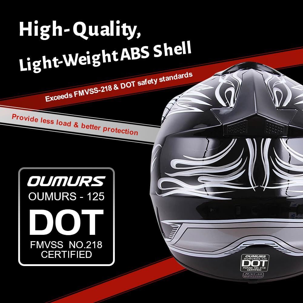 Adult Motocross Dirt Bike Helmet with Goggle, Gloves & Mask - DOT/FMVSS-218 Off-Road Motorcycle & ATV Helmet with Adjustable Sun Visor