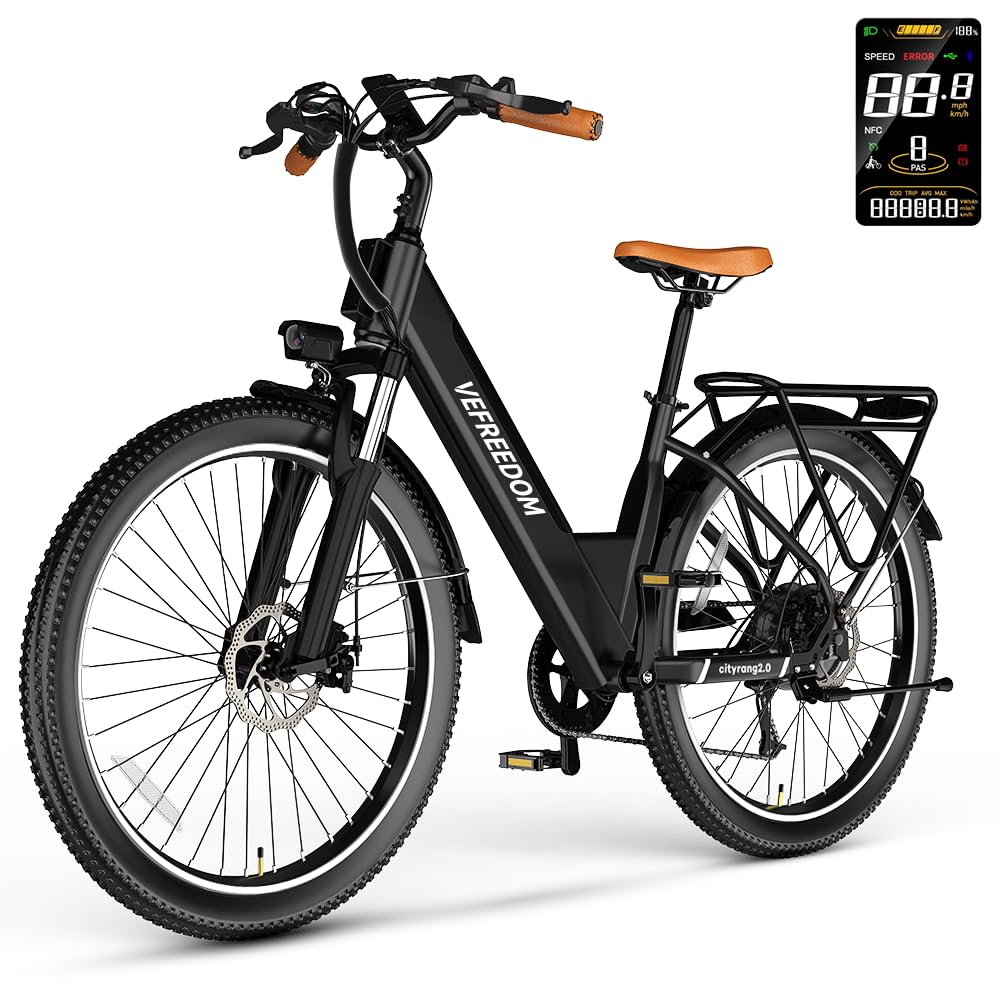 Cityrang 2.0 Electric Bike for Adults with 1000W Peak Motor, 15AH Removable Battery and up to 70Miles 25MPH,UL Certified 26" Electric Commuter Bike with 7-Speed and Adjust Front Suspension
