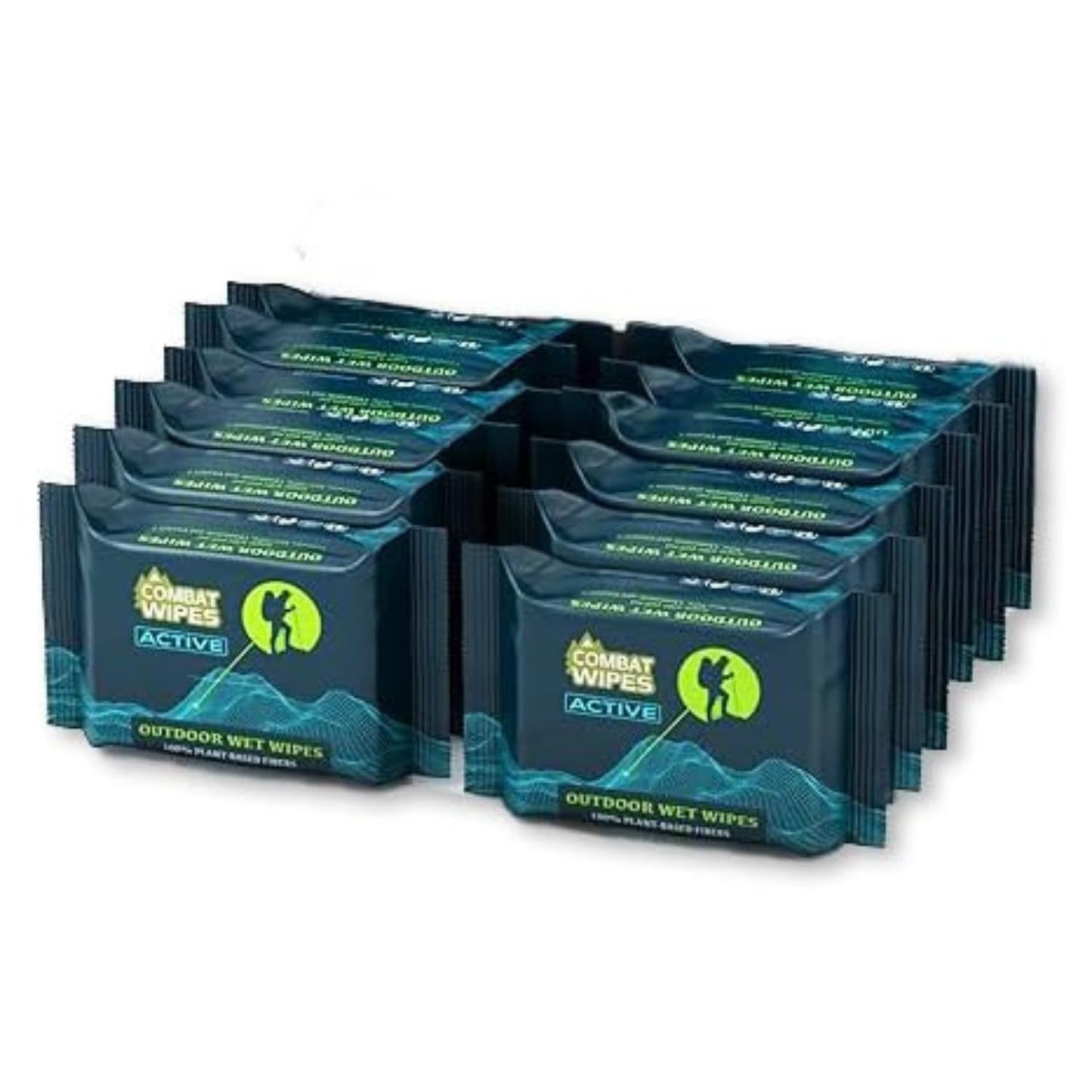 Combat Wipes ACTIVE Outdoor Wet Wipes - Extra Thick Camping Gear, Biodegradable, Body & Hand Cleansing/Refreshing Cloths for Backpacking & Gym w/Natural Aloe & Vitamin E (25 Wipes)