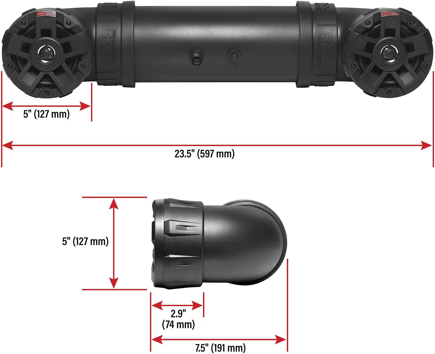 BOSS Audio Systems UTV4B ATV UTV Weatherproof Sound System - 4 Inch Speakers, 1 Inch Tweeters, Built-in Amplifier, Built-in Bluetooth, Easy Installation for 12 Volt Vehicles