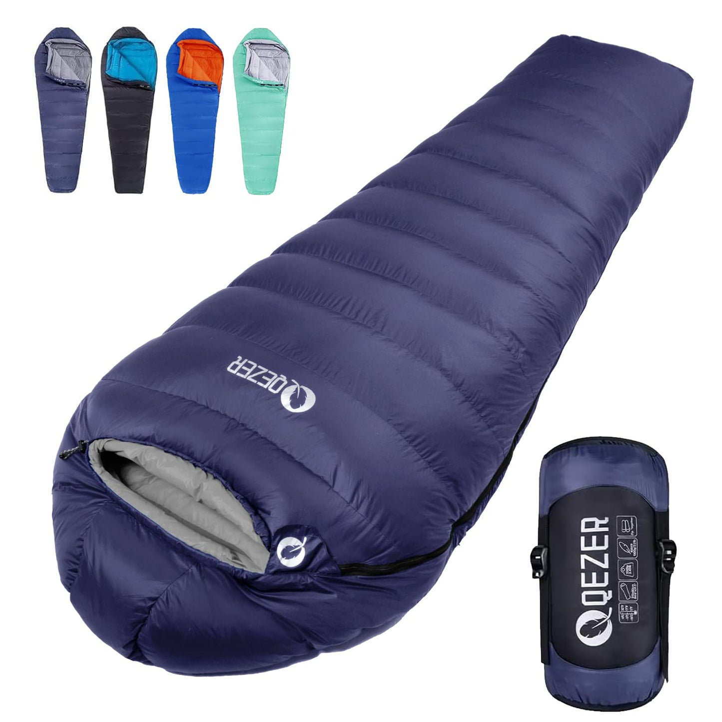 Down Sleeping Bag for Adults 0°F 10°F 15°F 20°F Backpacking Sleeping Bag for Cold Weather with Compression Sack