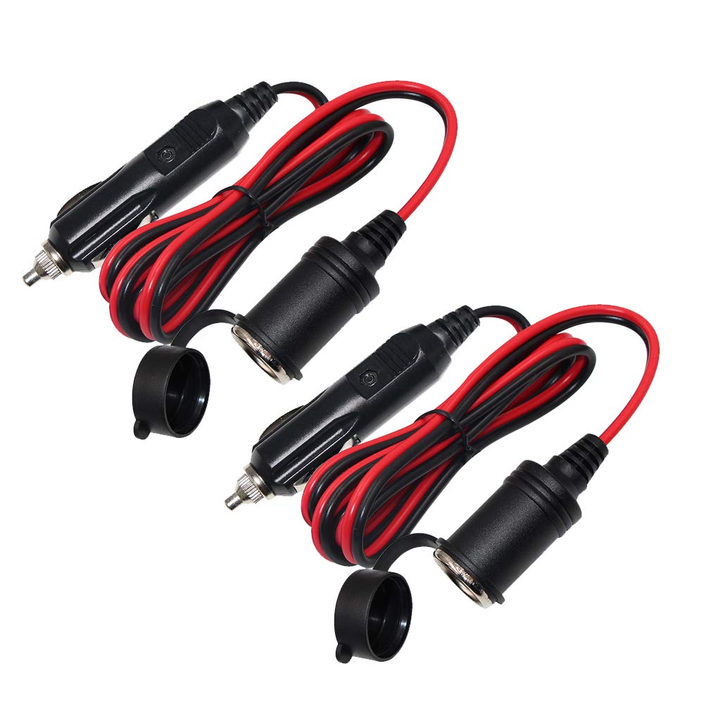 12V Cigarette Lighter Extension Cord 12FT -Car Charger Cigar Lighter Male Plug to Female Socket 16AWG Heavy Duty Extension Cable with LED Lights Extender for Air Compressor Pump and Tire Inflator 15A