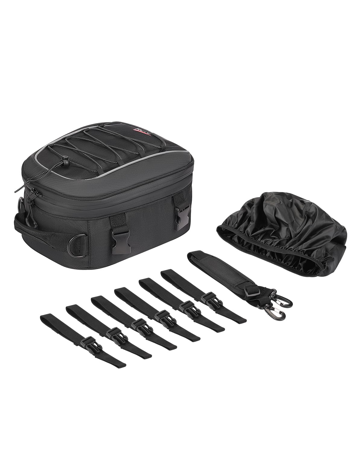 KEMIMOTO Motorcycle Tail Bag, Dual Use Motorcycle Rear Seat Bag with Waterproof Rain Cover, 22L-34L Expandable Motorbike Helmet Bag Luggage Storage Backpack with 6 straps