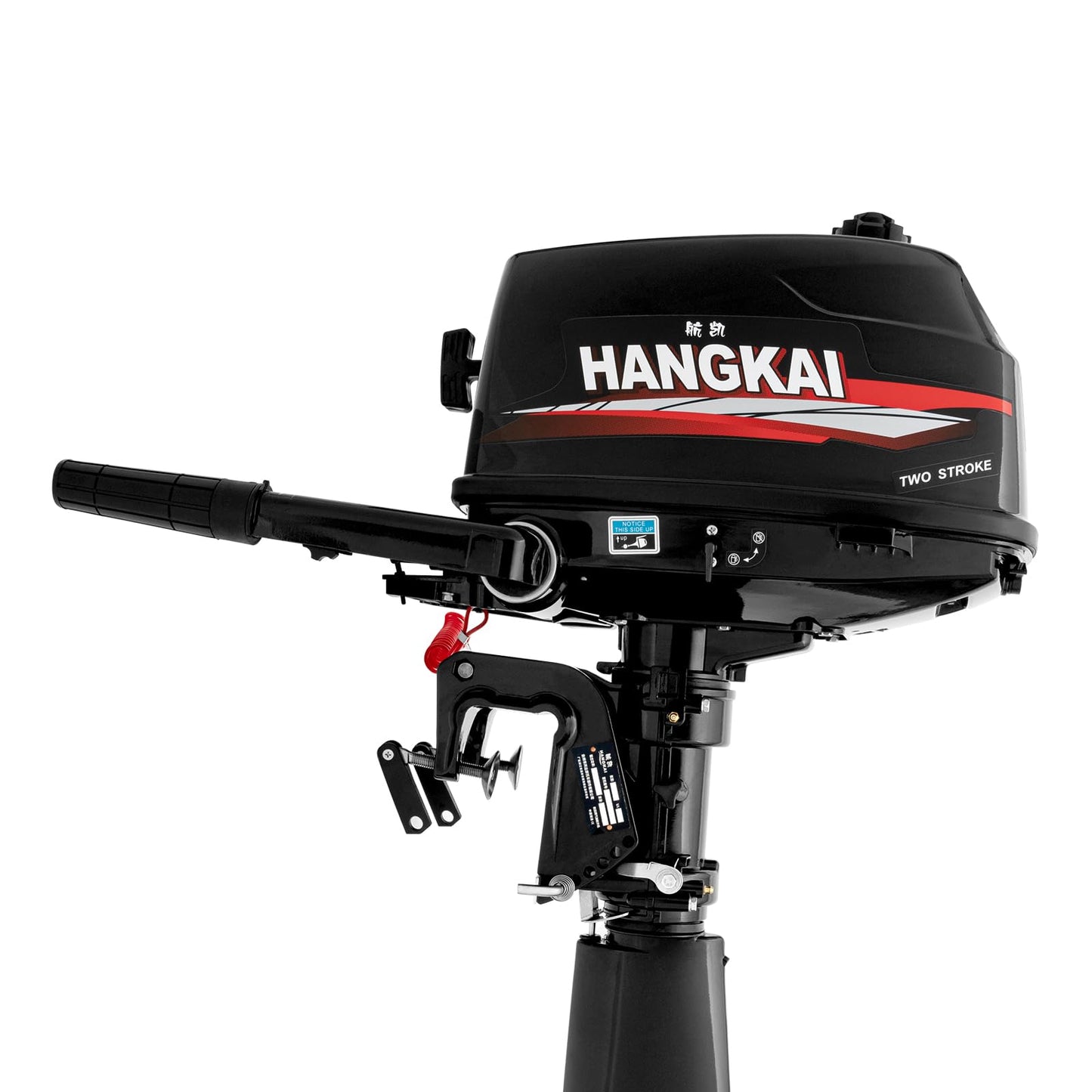 2-Stroke 3.5HP Outboard Motor, 49CC Gas Powered Fishing Marine Heavy Duty Boat Engine, Short Shaft Tiller Control Half Water-cooling Air-cooling CDI Ignition System for Inflatable Yachts Canoes Boat