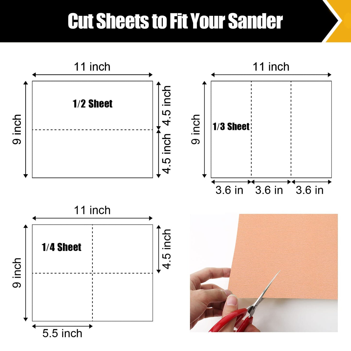 50 Pcs 1/4 Sheet Sandpaper, Premium Sand Paper 80/120/150/220/320/400 Grit Sandpaper Sheet Sand Paper Assortment for Wood Metal Automotive Palm Sanders 5.5" x 4.5"