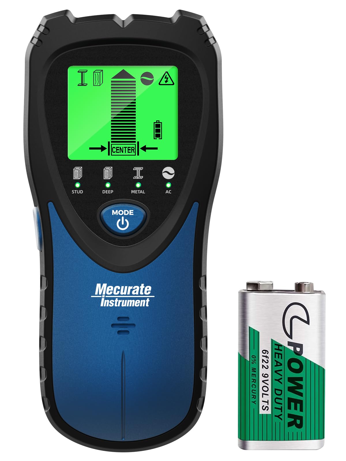 Mecurate Stud Finder Wall Scanner Sensor - 5 in 1 Electronic Stud with LCD Display & Audio Alarm for Wood AC Live Wire Metal Studs Detection Joist Pipe
