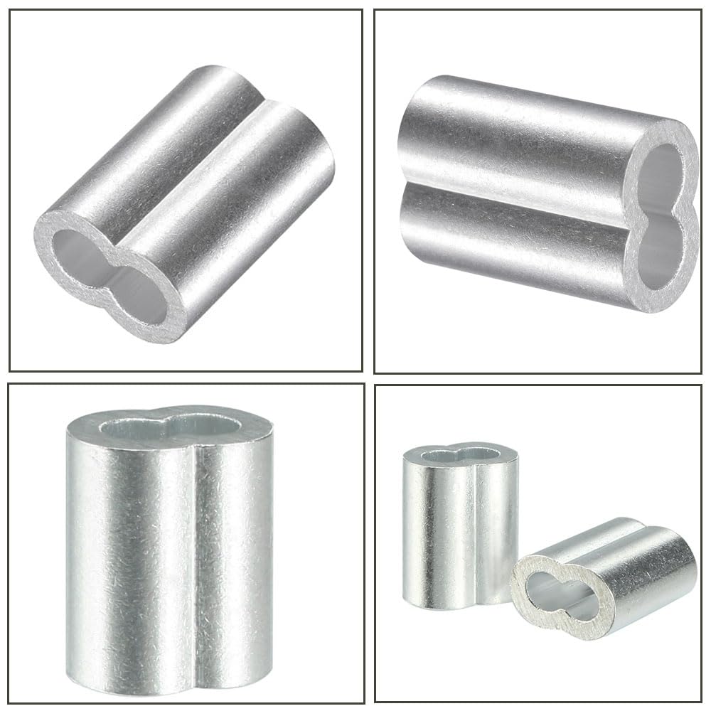200 Pcs Aluminum Crimping Loop Sleeve 3/32",Cable Crimp Ferrules for Wire Rope and Cable (3/32''(2.5mm)-200pcs)