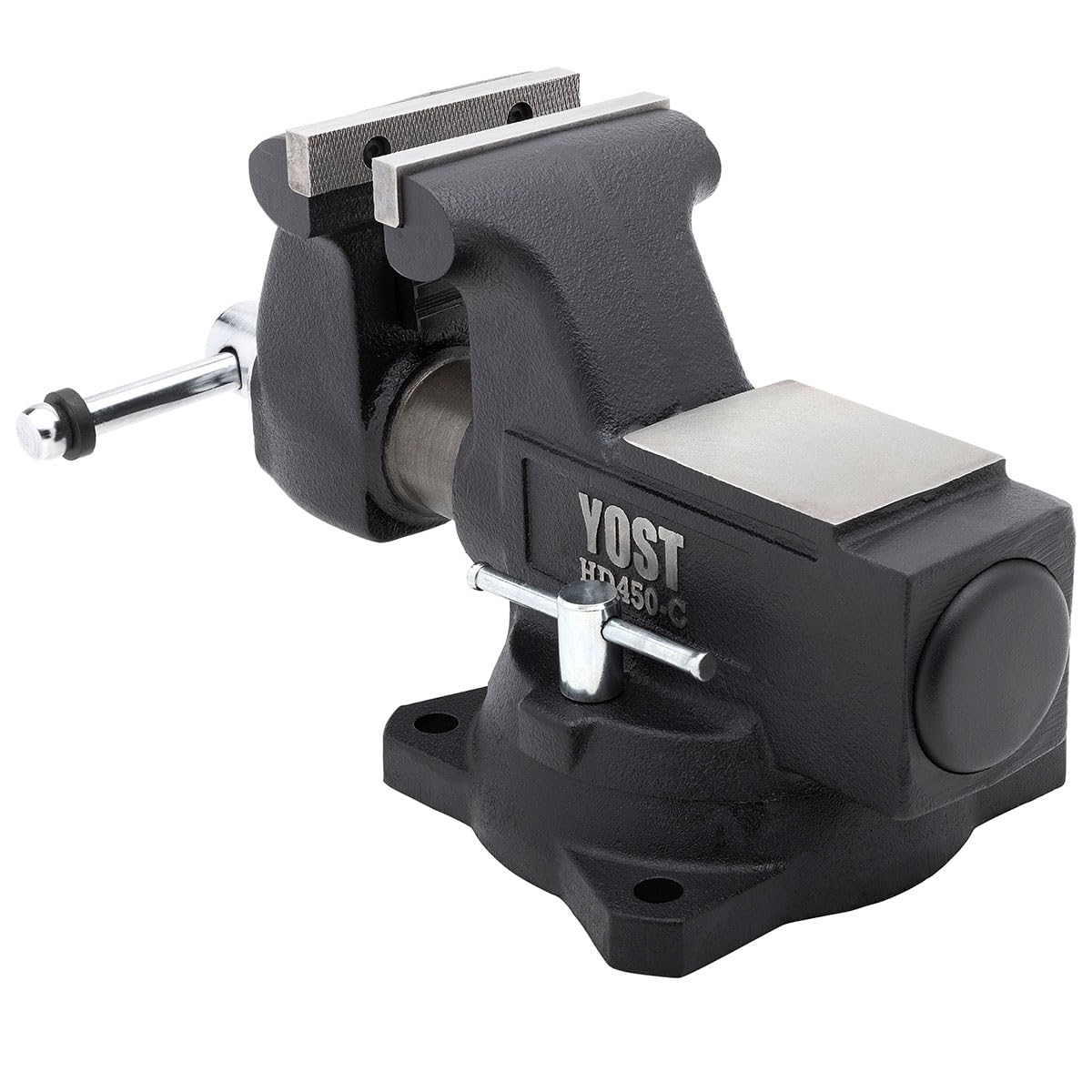 Yost HD550-C Heavy Duty 5-1/2 Inch Mechanics Work Bench Vise | Heavy Duty Woodworking & Metal Work Table with Secure Grip Swivel Base | 60,000 PSI Casting Iron Material with Extra-large Anvil Surface