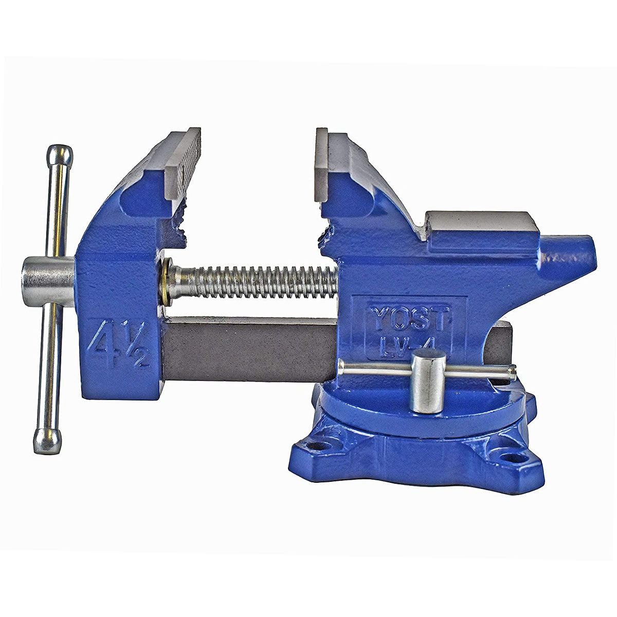 Yost HD550-C Heavy Duty 5-1/2 Inch Mechanics Work Bench Vise | Heavy Duty Woodworking & Metal Work Table with Secure Grip Swivel Base | 60,000 PSI Casting Iron Material with Extra-large Anvil Surface