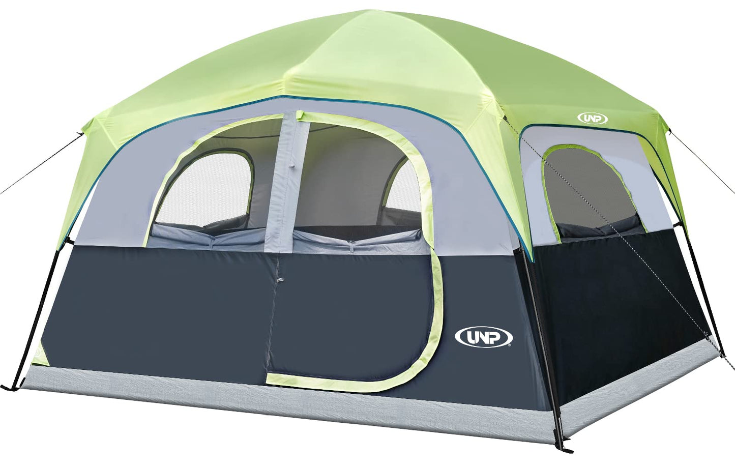 UNP Tents 6 Person Waterproof Windproof Easy Setup,Double Layer Family Camping Tent with 1 Mesh Door & 5 Large Mesh Windows -10'X9'X78in(H)