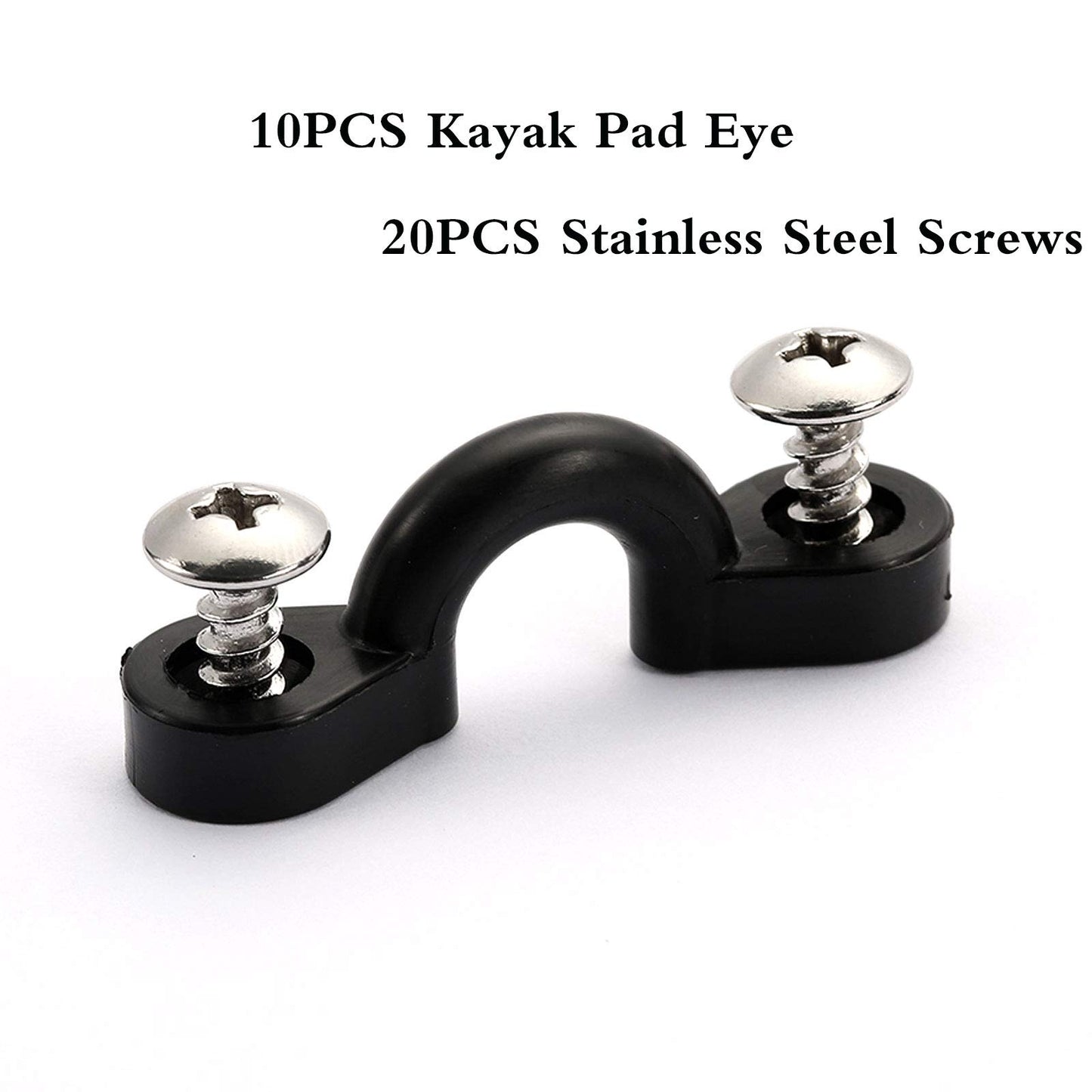 Kayak Pad Eye Kit, 10PCS Nylon Bungee Deck Loops Tie Down Pad Eye with 20 Screws for Boat Kayak Deck Rigging Kit