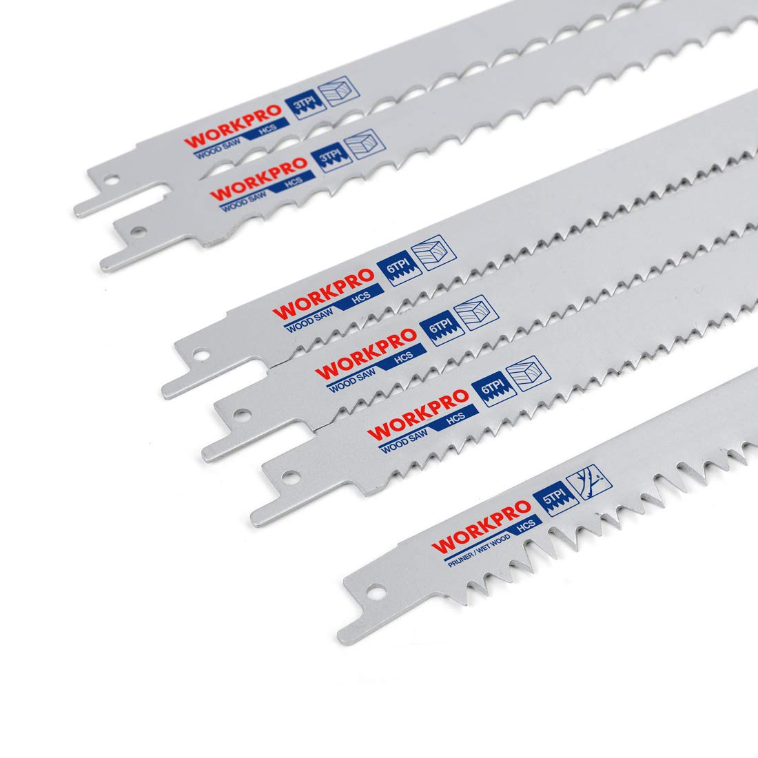 WORKPRO 32-Piece Reciprocating Saw Blade Set - Metal/Woodcutting Saw Blades, Pruner Saw Blades with Organizer Pouch