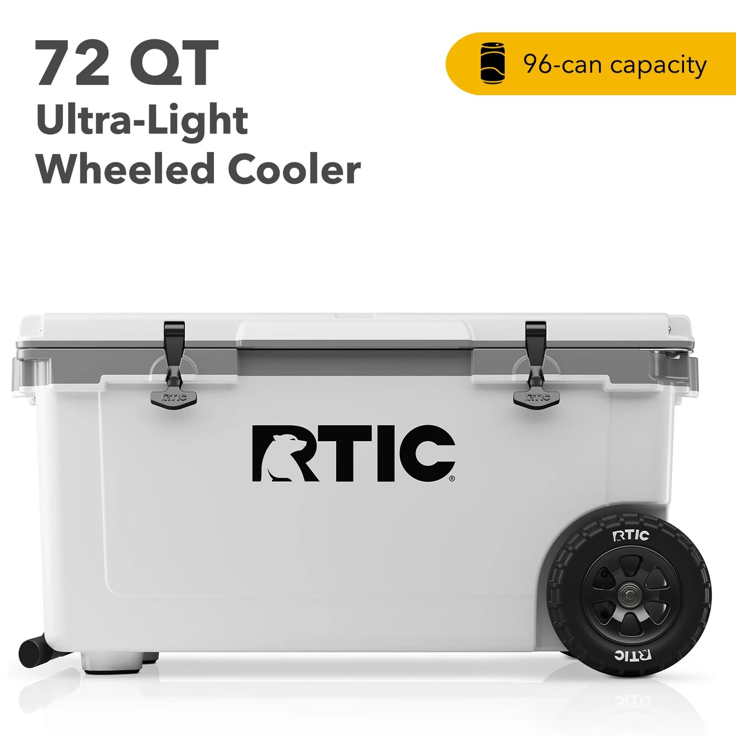 RTIC 72 Quart Ultra-Light Wheeled Cooler Hard Insulated Portable Ice Chest Box for Beach, Drink, Beverage, Camping, Picnic, Fishing, Boat, Barbecue, 30% Lighter Than Rotomolded Coolers