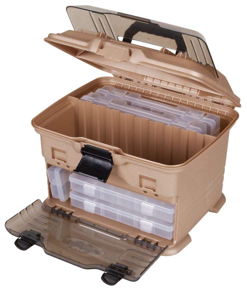 Flambeau Outdoors T4P Pro Multiloader Tackle Box - Portable Fishing Lure Organizer Station With Zerust Anti-RustTechnology, Includes 5 Removable Tuff Tainer Tackle Boxes, White/Orange