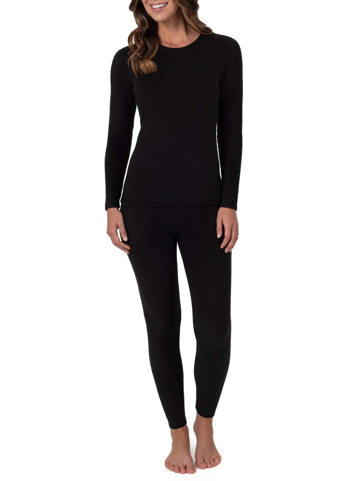 Fruit of the Loom Women's Stretch Fleece Lined Thermal Long Johns Underwear Set