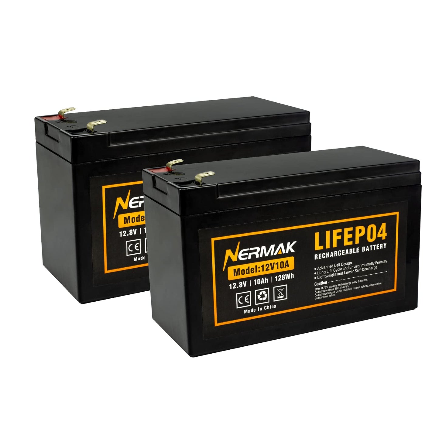 12V 10Ah Lithium LiFePO4 Deep Cycle Battery, 2000+ Cycles Rechargeable Battery for Solar/Wind Power, Small UPS, Lighting, Power Wheels, Fish Finder and More, Built-in 10A BMS