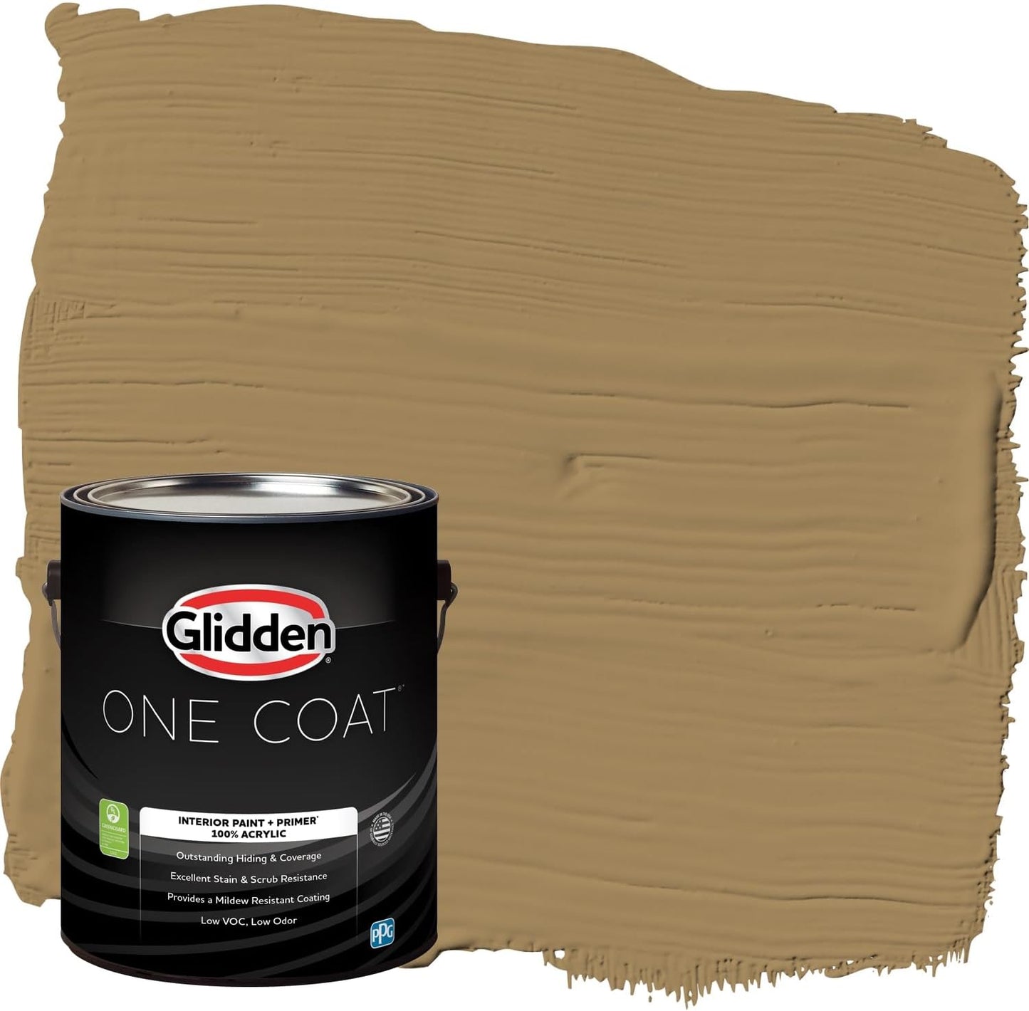 Glidden Interior Paint + Primer: Beige/Toasted Almond, One Coat, Semi-Gloss, 1-Quart