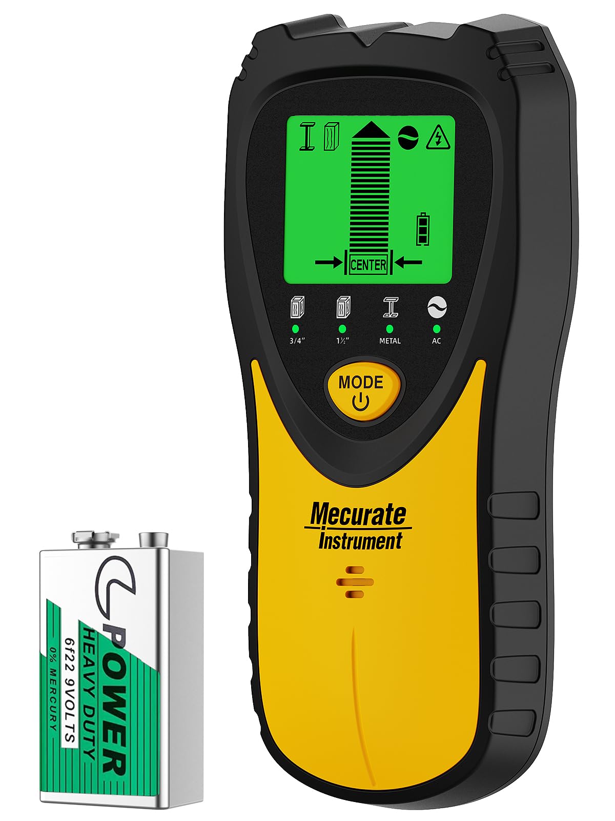 Mecurate Stud Finder Wall Scanner Sensor - 5 in 1 Electronic Stud with LCD Display & Audio Alarm for Wood AC Live Wire Metal Studs Detection Joist Pipe