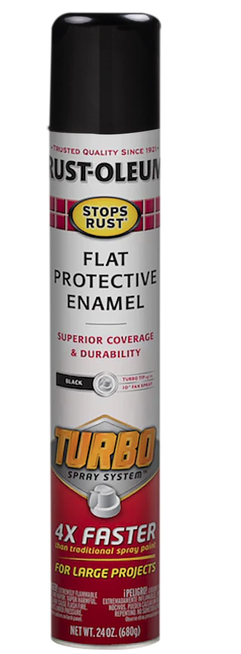 Rust-Oleum 376298 Stops Rust Turbo Spray System Spray Paint, 24 oz, Flat Black