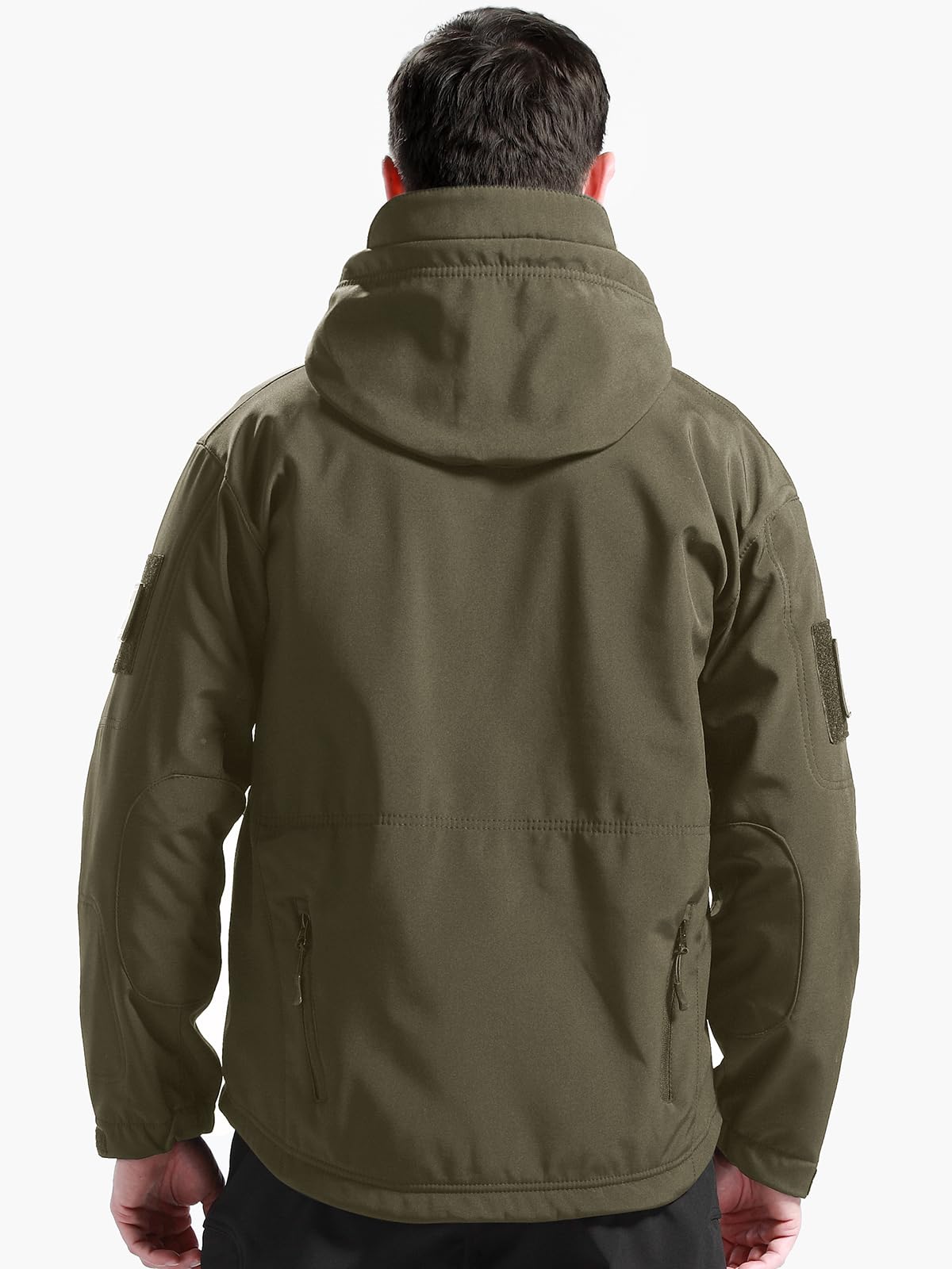 FREE SOLDIER Men's Outdoor Waterproof Soft Shell Hooded Military Tactical Rain Jacket (Green, 4XL)