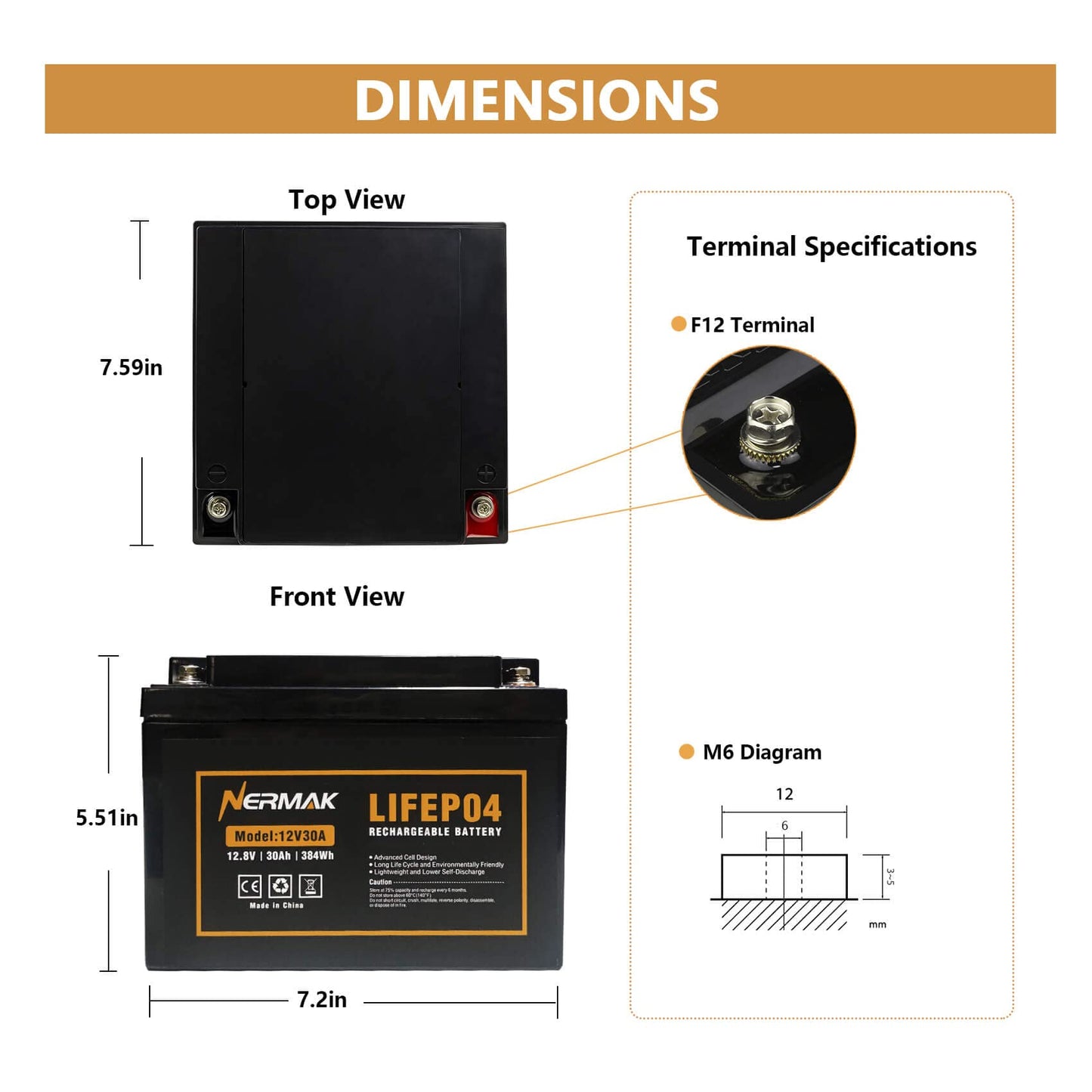 12V 10Ah Lithium LiFePO4 Deep Cycle Battery, 2000+ Cycles Rechargeable Battery for Solar/Wind Power, Small UPS, Lighting, Power Wheels, Fish Finder and More, Built-in 10A BMS