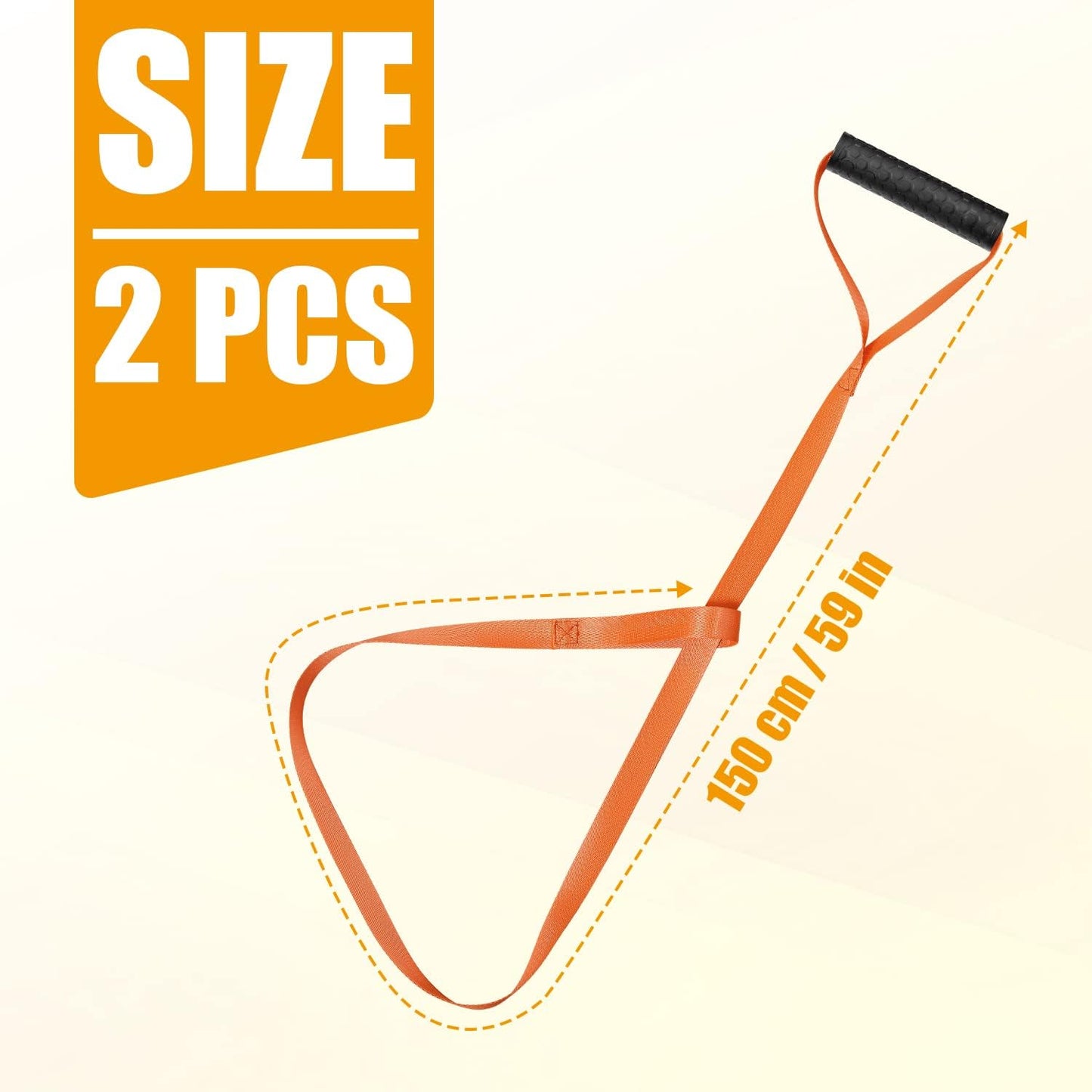 2pcs Deer Drag Harness, Orange Deer Puller Sled Rope with Self-Lock Loop and Easy-to-Grip Handle Deer Pull Strap Hunting Gear and Accessories for Men Hunting