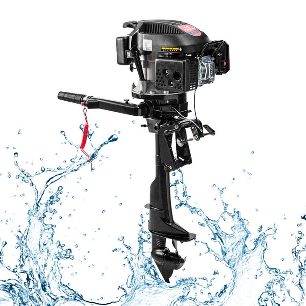 Outboard Motor Boat Engine, 2 Stroke Heavy Duty Fishing Boat Engine 3.5HP Gas Trolling Motor with Water Cooling CDI System for Rubber Boats, Inflatable Boats, Sailboats