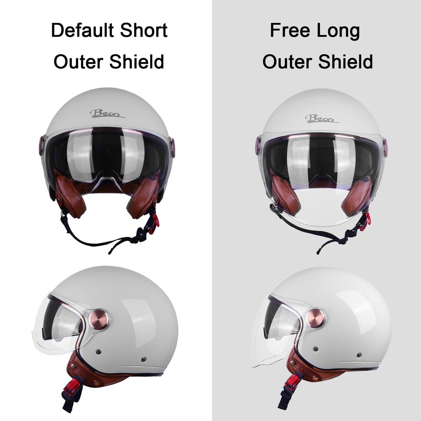 Open Face Motorcycle Helmet for Adults, DOT Approved,3/4 Retro Vespa Helmet, Dual Visors Men's and Women's Motorbike Casco for Moped Cruiser Bobber and Chopper