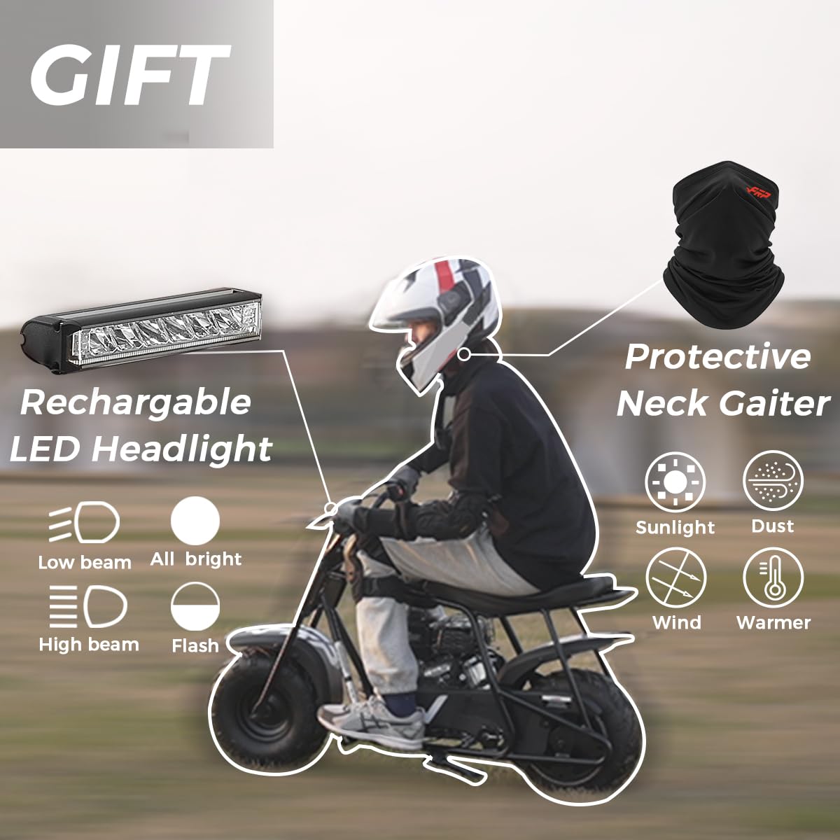 FRP Mini Dirt Bike GMB100, 99 CC Gas Powered Mini Bike 4 Stroke 3HP, Off Road Mini Bikes for Kids and Adult, Trail Bike Up to 28 Mph, Weight Support Up to 220 LBS (Black)