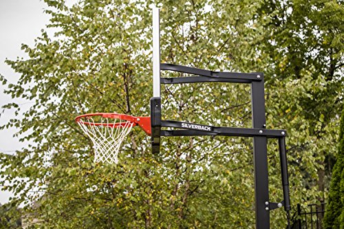 Silverback 60" Height Adjustable In-Ground Basketball Hoop with Tempered Glass Backboard, Pro-Style Breakaway Rim, Pole and Backboard Pad