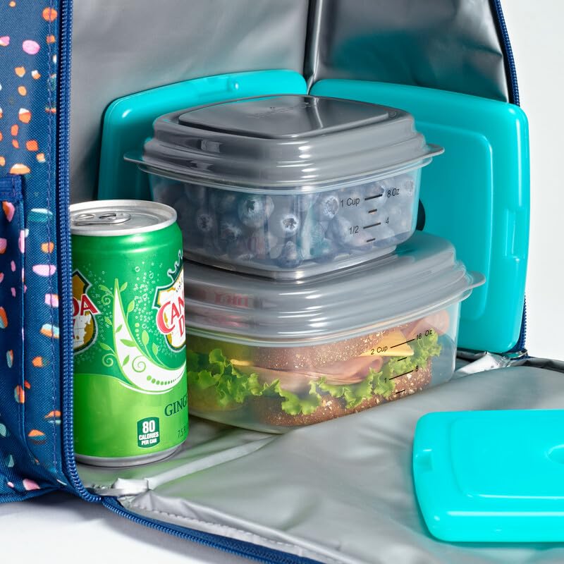 Cool Coolers by Fit & Fresh 4 Pack Slim Ice Packs, Quick Freeze Space Saving Reusable Ice Packs for Lunch Boxes or Coolers, Multi Colored