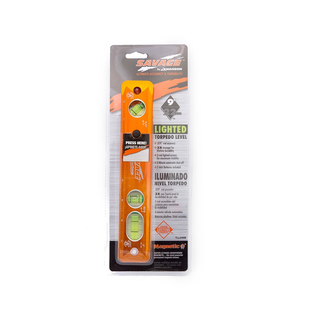Swanson TL043M 9-Inch Savage Magnetic Torpedo Level, Orange