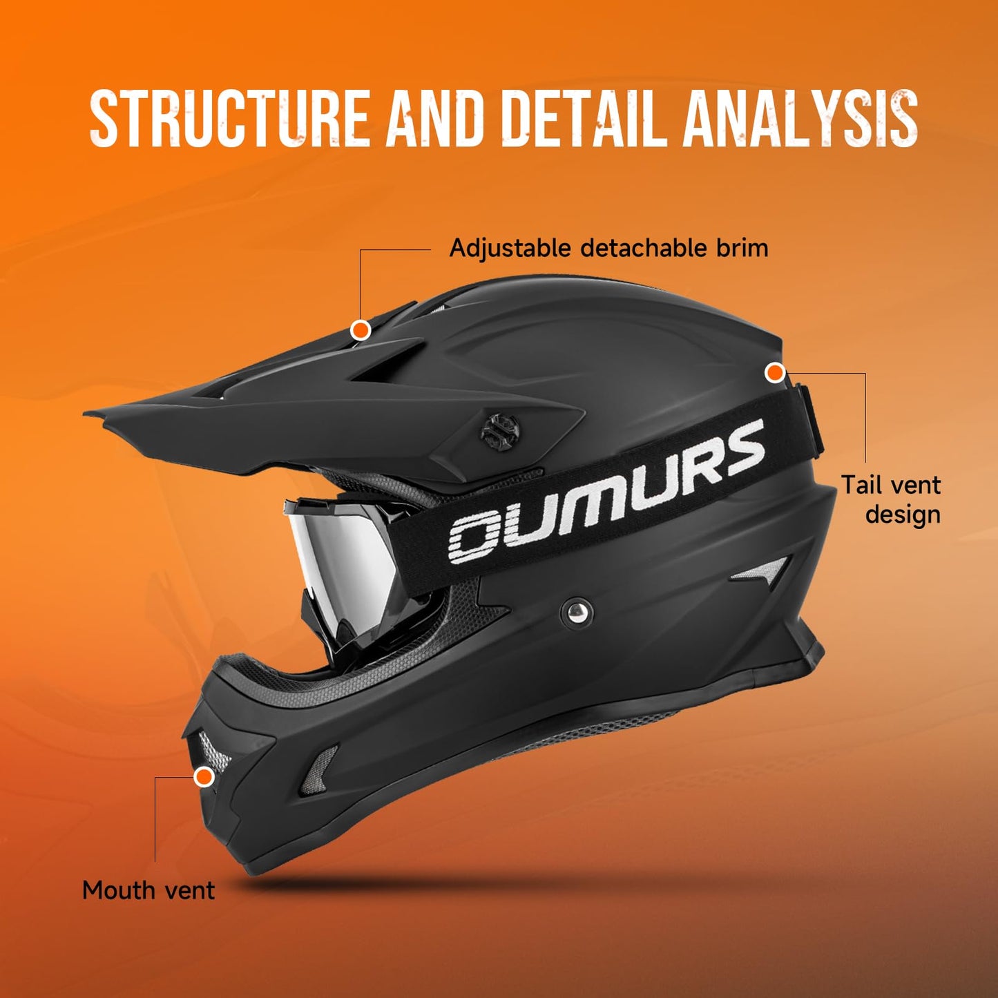 Adult ATV Dirt Bike Helmet with Goggles Gloves & Mask Quick Release Buckle Adjustable Sun Visor Motorcycle Adult Helmet Off-Road Motocross Downhill Moped MX for Unisex-Adult