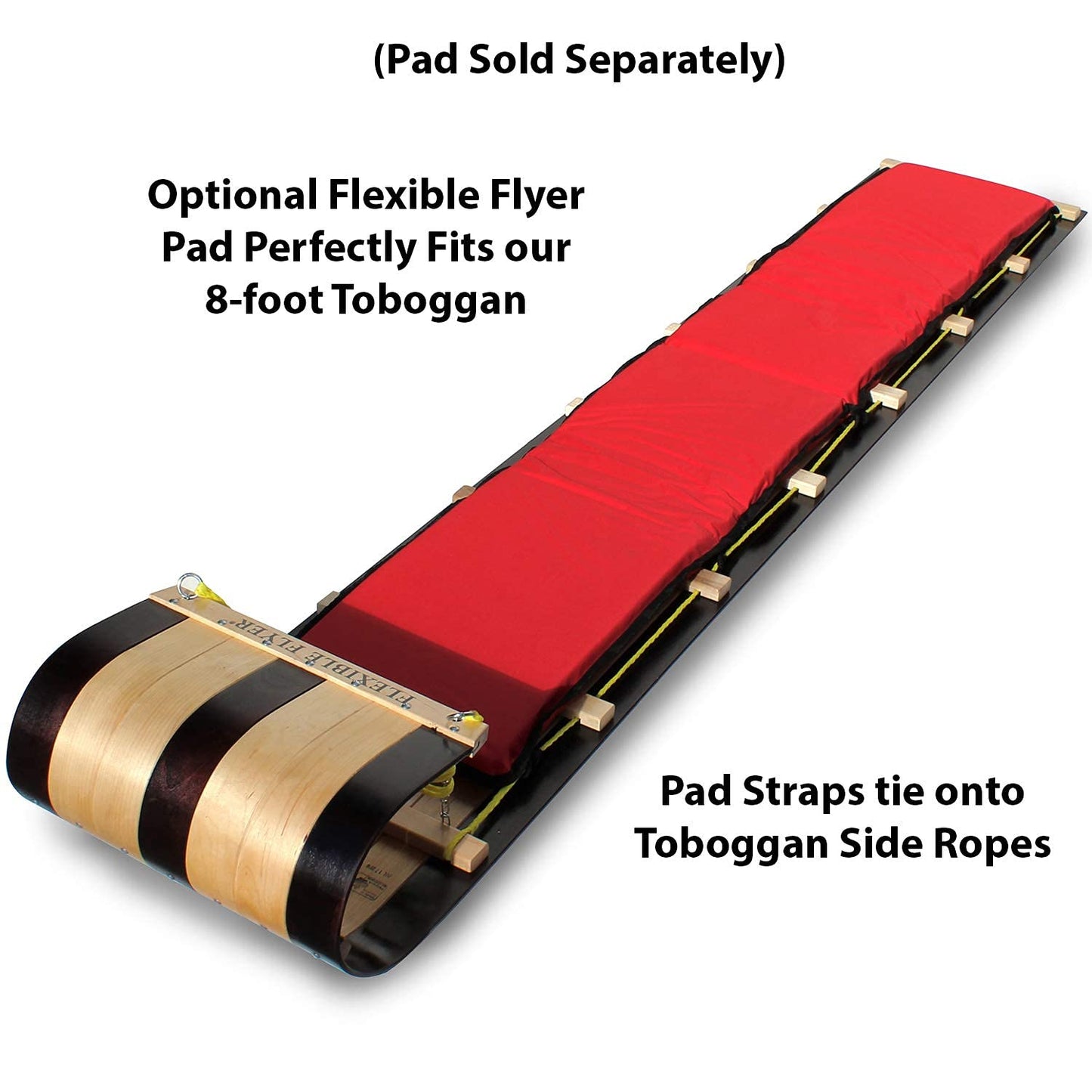 Flexible Flyer Classic Wood Toboggan. Snow Sled Adults & Kids, 6'