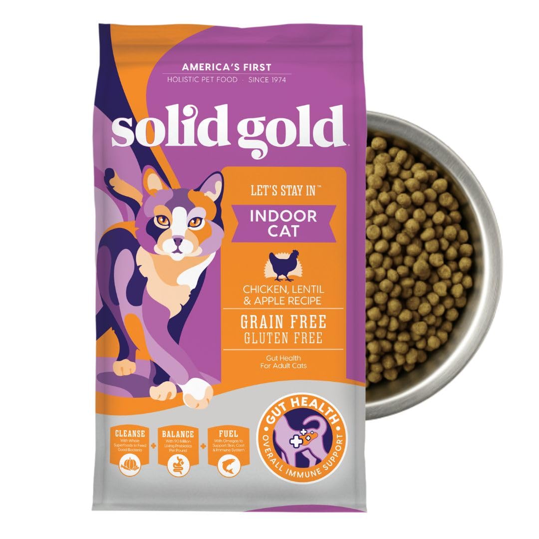 Solid Gold High Protein Dry Cat Food - Grain Free & Gluten Free Chicken Cat Dry Food w/Probiotics for Gut Health & Digestion - High Fiber & Omega 3 - Low Carb Superfood Kibble for Cats All Ages - 6LB