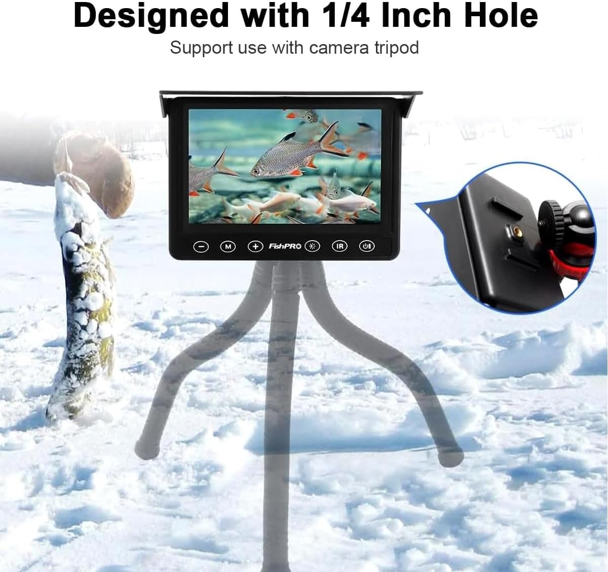 FishPRO Underwater Fishing Camera, Portable Fish Finder Camera HD 1000 TVL Infrared LED with 4.3 Inch LCD Monitor for Ice Lake Sea Boat Kayak Fishing