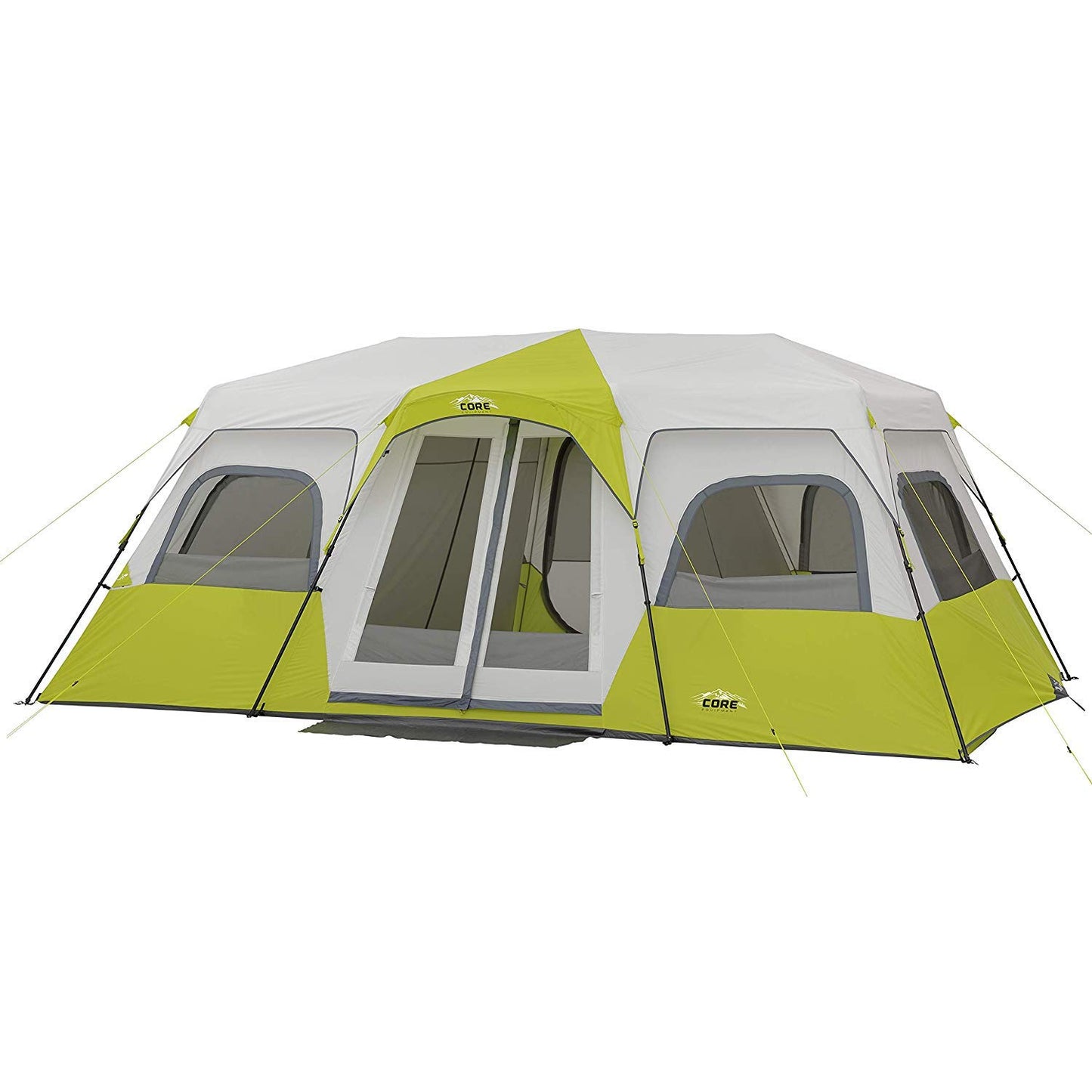 CORE Instant Cabin Tents | 6 Person / 9 Person / 10 Person / 12 Person Family Cabin Multi Room Pop Up Tents Car Camping | Included Storage Pockets for Camping Accessories