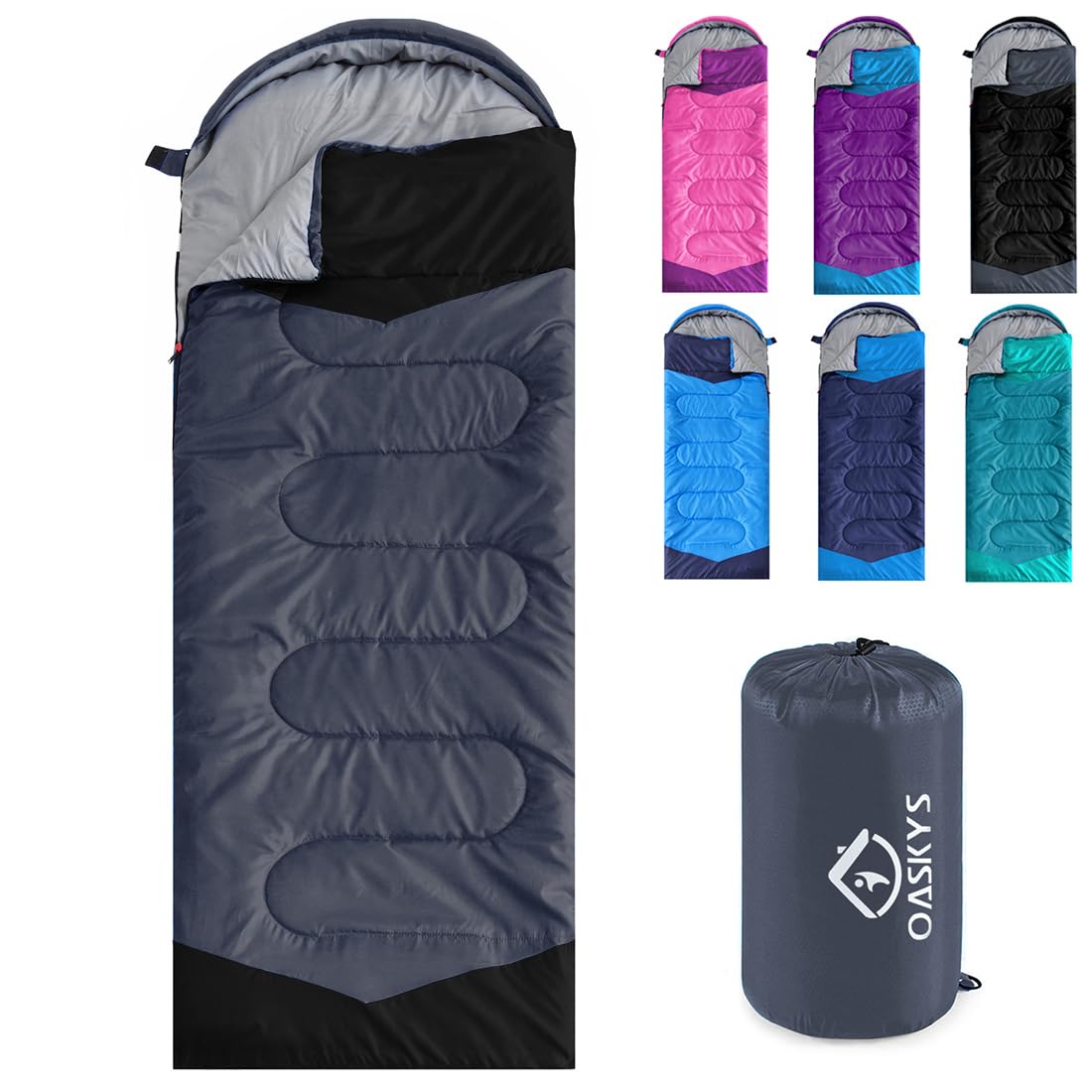 oaskys Camping Sleeping Bag - 3 Season Warm & Cool Weather - Summer Spring Fall Lightweight Waterproof for Adults Kids - Camping Gear Equipment, Traveling, and Outdoors