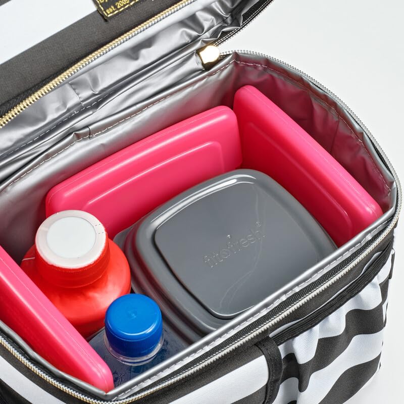Cool Coolers by Fit & Fresh 4 Pack Slim Ice Packs, Quick Freeze Space Saving Reusable Ice Packs for Lunch Boxes or Coolers, Multi Colored