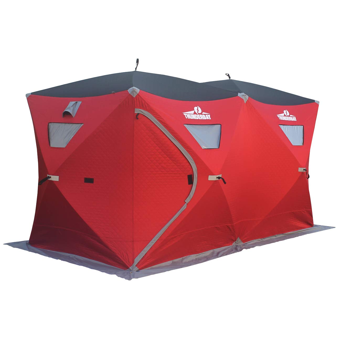 THUNDERBAY Ice Cube Series Pop-Up Hub-Style Ice Fishing Shelter, 68-112 Square Feet of Fishable Area, Portable 6-8 Person Ice Shanty