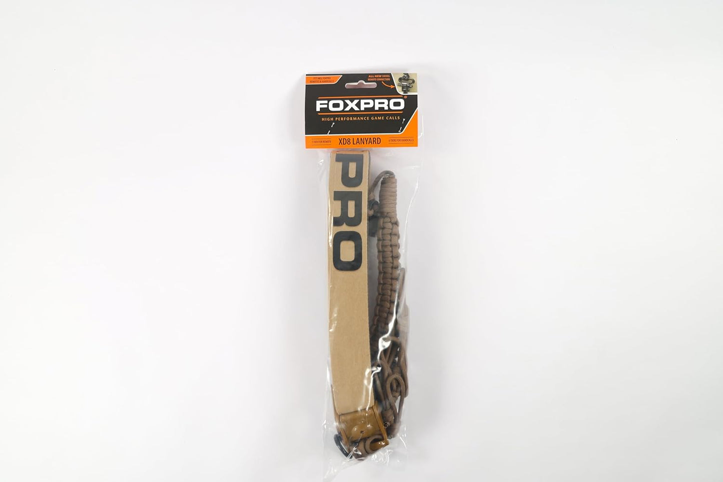 FOXPRO XD8 Tier Coyote Call Lanyard in Tan and Black Paracord Designed to Hold 6 Calls and Predator Electronic Game Call Remote
