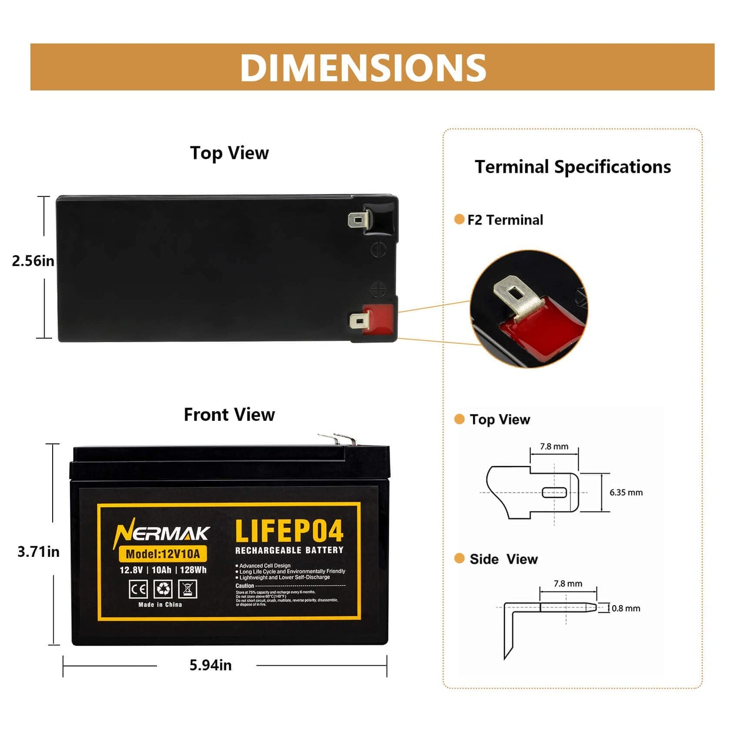 12V 10Ah Lithium LiFePO4 Deep Cycle Battery, 2000+ Cycles Rechargeable Battery for Solar/Wind Power, Small UPS, Lighting, Power Wheels, Fish Finder and More, Built-in 10A BMS