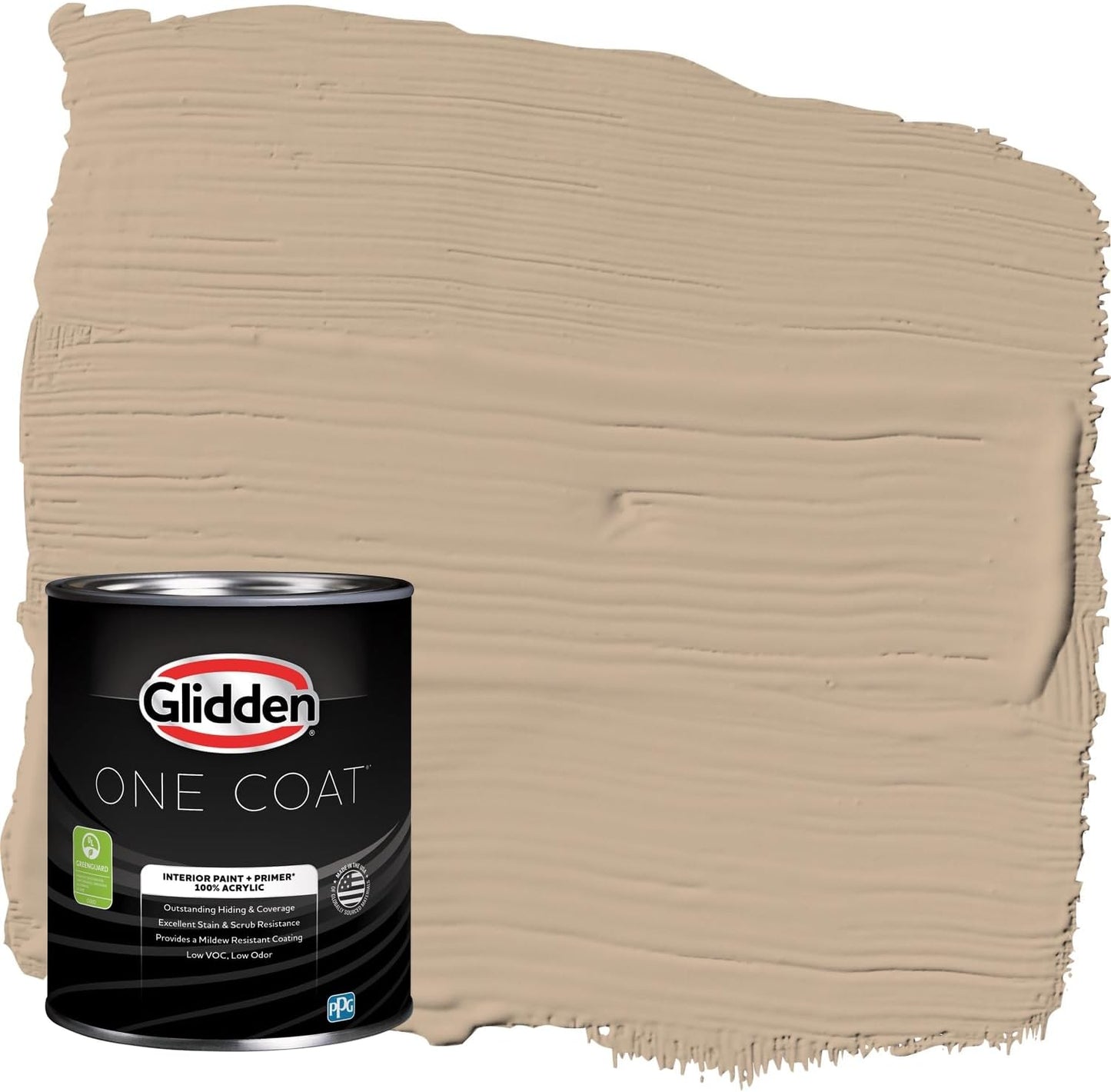 Glidden Interior Paint + Primer: Beige/Toasted Almond, One Coat, Semi-Gloss, 1-Quart