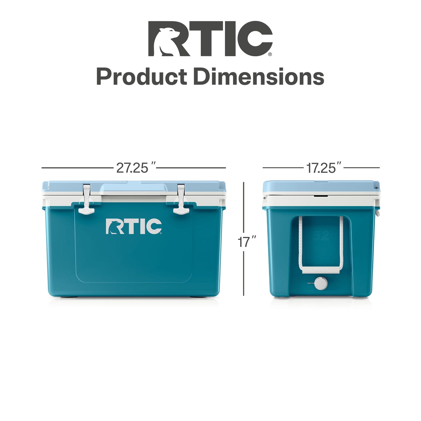 RTIC Ultra-Light 52 Quart Hard Cooler Insulated Portable Ice Chest Box for Beach, Drink, Beverage, Camping, Picnic, Fishing, Boat, Barbecue, 30% Lighter Than Rotomolded Coolers
