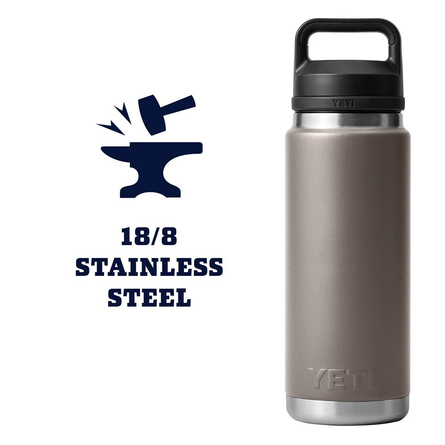 YETI Rambler 26 oz Bottle, Leakproof, Vacuum Insulated, Stainless Steel with Chug Cap, Sharptail Taupe