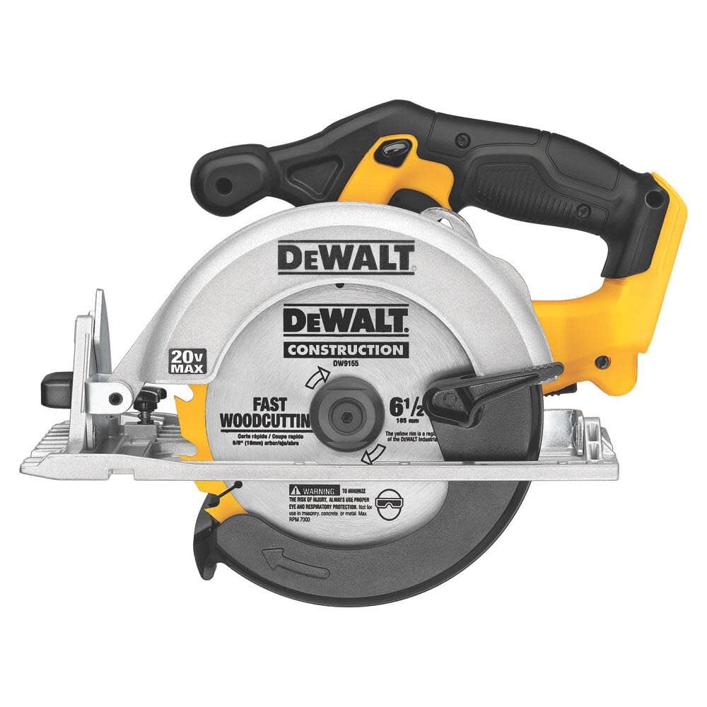 DEWALT 20V MAX Circular Saw, 6-1/2-Inch Blade, 460 MWO Engine, 0-50 Degree Bevel Capability, Bare Tool Only (DCS391B)