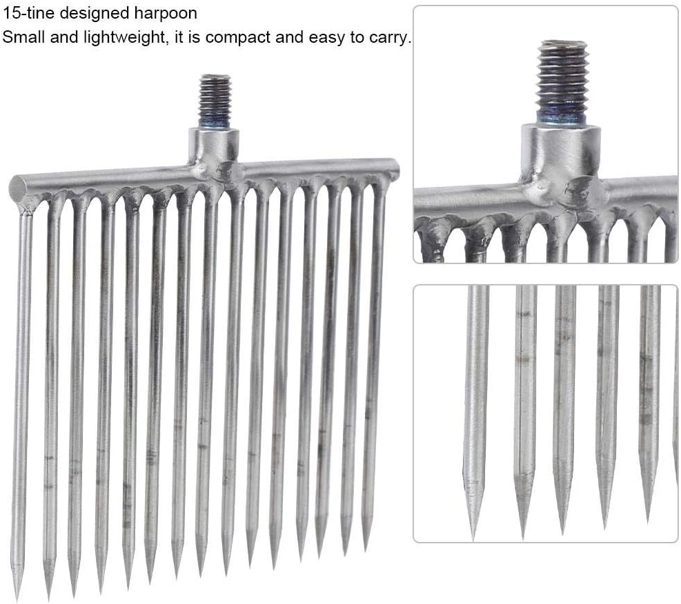 Fishing Spear, 15 Prong Stainless Steel Fish Spear Gig Fork for Outdoor Fishing Tackle Other Fishing Tools and Accessories