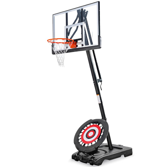IE Sports Portable Basketball Hoop w/ 44" Backboard & Rebounder, 7.5-10 Ft Adjustable Height - Outdoor Basketball Equipment for Backyard, Driveway, and Garage